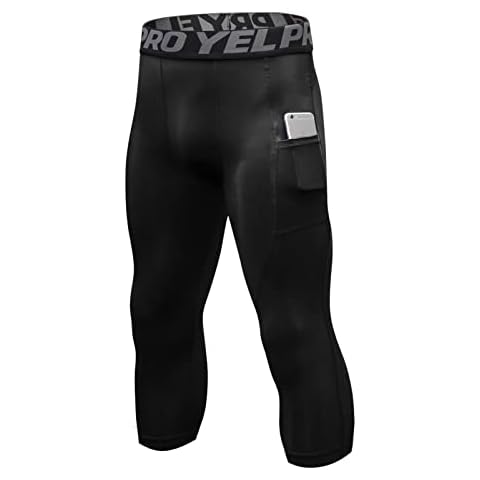 WRAGCFM Mens 3/4 Compression Pants, Capri Athletic Workout Leggings Sports Running Tights Cool Dry Basketball Fitness Leggings, S Cover
