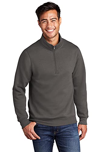 Port & Company ® Core Fleece 1/4-Zip Pullover Sweatshirt PC78Q S Charcoal, Charcoal, S, Charcoal, Small