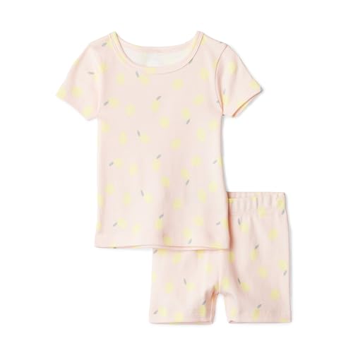 Amazon Essentials X Sofia Grainge Unisex Kids Baby and Toddlers Unisex Short Sleeve Pajama Set Light Pink Lemon 3T