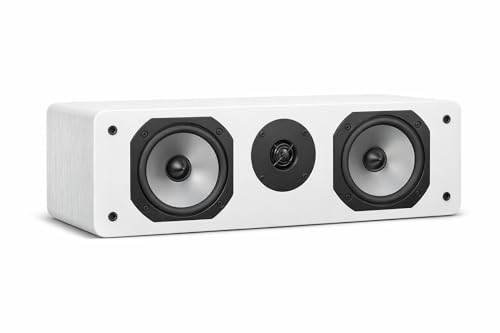 DYNAVOICE Altavoz Central Challenger C-5 Blanco Sonido HiFi 120W Rms Tweeter Super Audio Altavoz Compacto Home Cinema Satélite Pared Dolby Atmos Audio TV Altavoces Centrales Estilo Moderno Potente