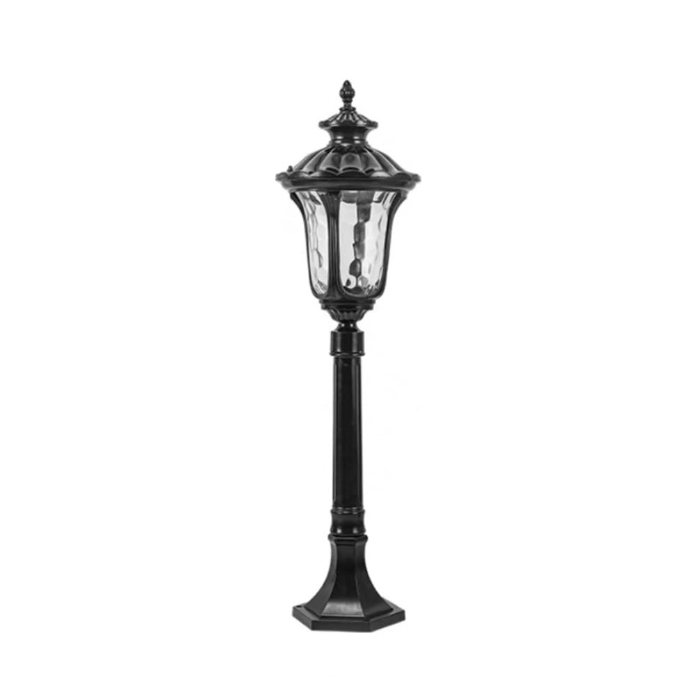 GTHTUHFD High Pole Outdoor Lighting, Modern Street Light, Water Ripple Glass Shade Post Lamp For Garden Patio Pathway Driveway,Black-H:31.5inch/80cm