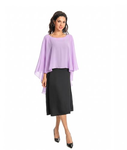 Image of Baoqiya Chiffon Capes Sheer Capelets Long Cape Poncho For Women Plus Size