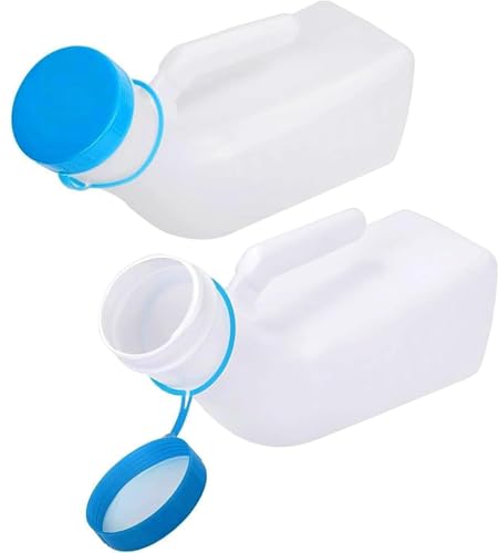 pobuu 2 Pack Urinals for Men Glow in The Dark 1000ml Thick Leak-Proof Urinal Bottle with Secure Screw Cap Travel Urinal for Car Camping & Trips