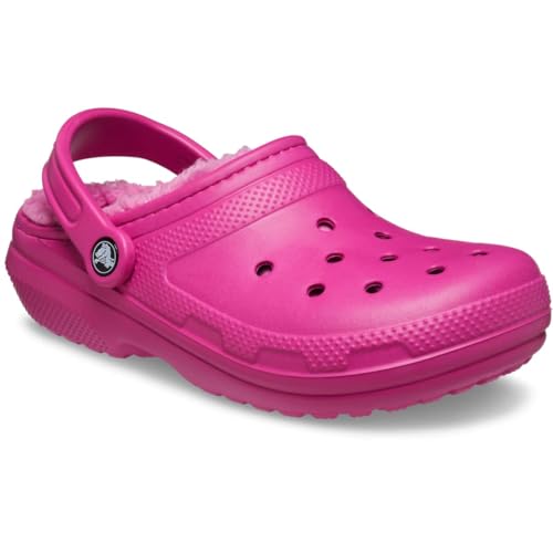 Image of Crocs Unisex Adult Mens and Women's Classic Lined | Fuzzy Slippers Clog, Fuchsia Fun, 14 Women /12 Men US