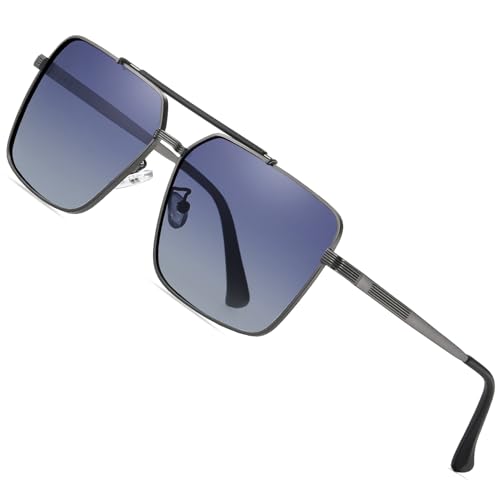 SIPLION Foxdon Polarized Sunglasses Mens - Fashion Square Metal Frame Eyewear Premium Driving Sun glasses