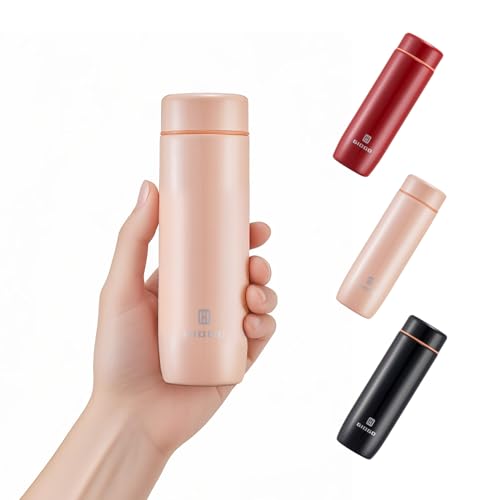 Small Thermo Bottle Slim Mini Vacuum Insulated Water Bottle 285ml/9.6oz Water Flask Stainless Steel Thermal Water Bottles Thermo for Hot and Cold Drinks Perfect for Purse or Kids Lunch Bag(Pink)