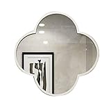 Espejo de Pared Grande, Marco Negro, Irregular Metal Enmarcado Espejo de Pared Baño Sala Tocador Barbería Espejo Decorativo Espejo de Maquillaje (Color : White, Size : 80cm)