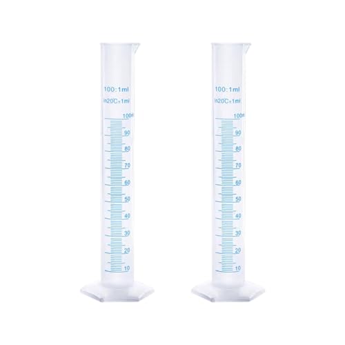 JIHUOO Lot de 2 cylindres gradués en plastique transparent avec marquage double face 100 ml