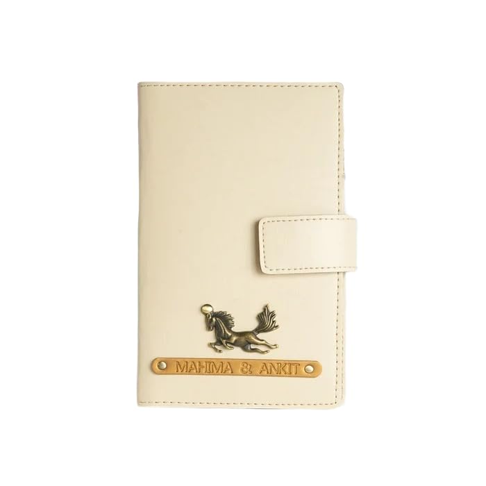 Dual Passport Holder for Couples | Personalized 2 in one Passport Wallet | Passport & Card Organizer with Button Closure | Travel Document Holder for Men & Women (Ivory)
