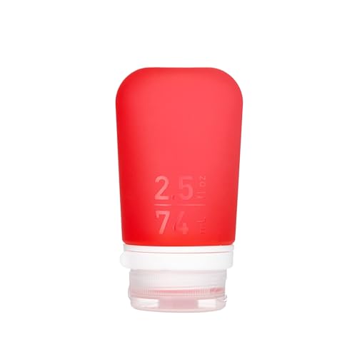 Image of humangear GoToob+ (Medium) | Refillable Silicone Travel Bottle | Locking Lid | Food-Safe Material | Red, Medium (2.5 fl.oz.; 74ml)