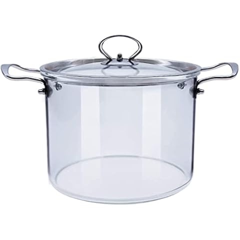 Glastopf mit Deckel, hitzebeständig, Doppelgriffe, Herdplatte, Glaswaren, Glas-Kochtopf für Suppe, Milch, Pasta und Babynahrung (Size : 5 Liter) Cover