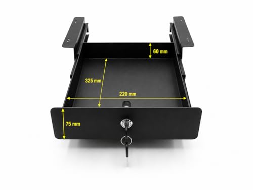 Image of Quick Fix Under Desk Metal Drawer with Lock | Under Desk Drawer for Office Stationery & Accessories | Space Saving Metal Storage Organizer