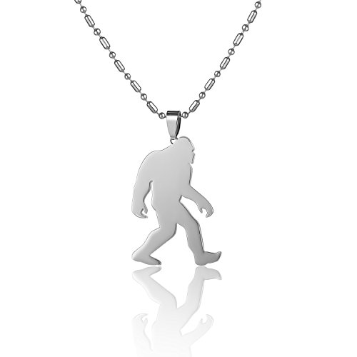 Stainless Steel Yeti Sasquatch Bigfoot Big Foot Monster Ape Pendant Necklace