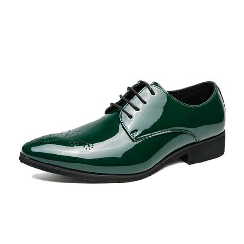 Chaussures Derby homme en cuir vernis noir à lacets style brogue