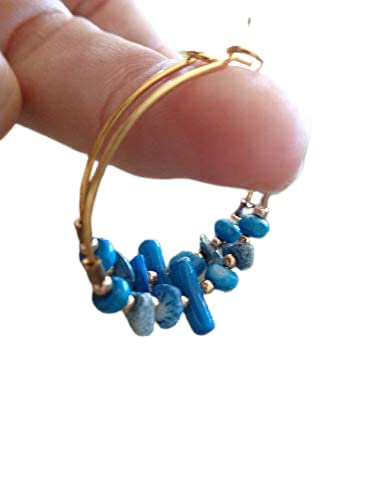 ꧁ GOLD TURQUOISE BOIS PIERRE MÈRE DE PERLES CORAIL CRÉOLES ꧂ Boucles d'oreilles en or turquoise bleu clair en matières naturelles