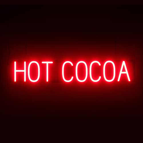 Image of SpellBrite LED Neon HOT COCOA Sign for Business - Red, 35 inch x 6 inch | Ultra-Bright Click-Together Signage for Cafes, with Visibility from 500 Feet - 8 Animations, 6 Brightness Settings