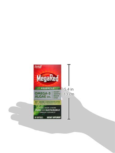 Omega-3 Advanced Algae Oil 600Mg, Megared Softgels (50 Count In A Bottle), Omega-3’S For Heart, Joints, Brain & Eye Health*, Epa, Dha, Algae Oil, Vegetarian #TOP7