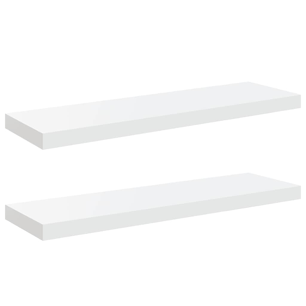 Lot de 2 étagères murales en MDF blanc brillant 80 x 23,5 x 3,8
