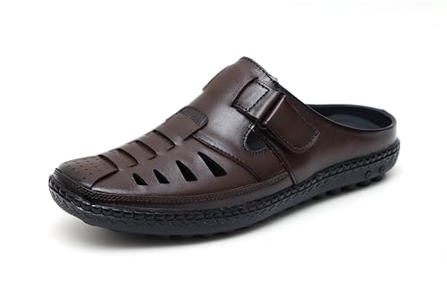 Image of ARAMISH Back Open Genuine Leather Fisherman Sandals for Men
