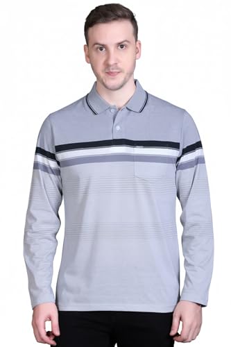 Image of Full Sleeve Polo T Shirt for Men Cotton with Pocket and Collar - Regular Fit Tshirt