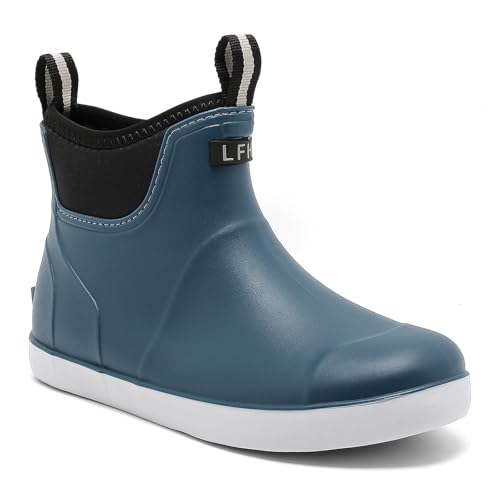 Image of Mens Deck Boots, Saltwater Fishing Booties Rubber Waterproof Ankle Rain Boots, High-performance Footwear Chelsea Boots for Gardening Fishing Boating Camping Sailing