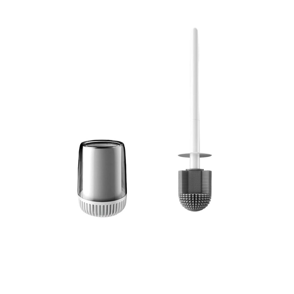 Zyyanshop One Color Toilet Brush Wall Mounted Plastic Toilet Bowl Holder Set With Hemispherical Silicone Brush Head