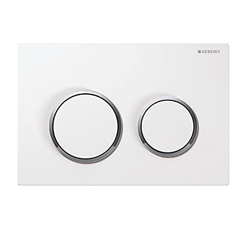 Geberit 115.085.KJ.1 Omega 20 Betätigungsplatte, Hochglanz-verchromt/weiß & 111.815.00.1 Duofix Vorwandmontage-Bausatz, für Massiv- oder Ständerwand