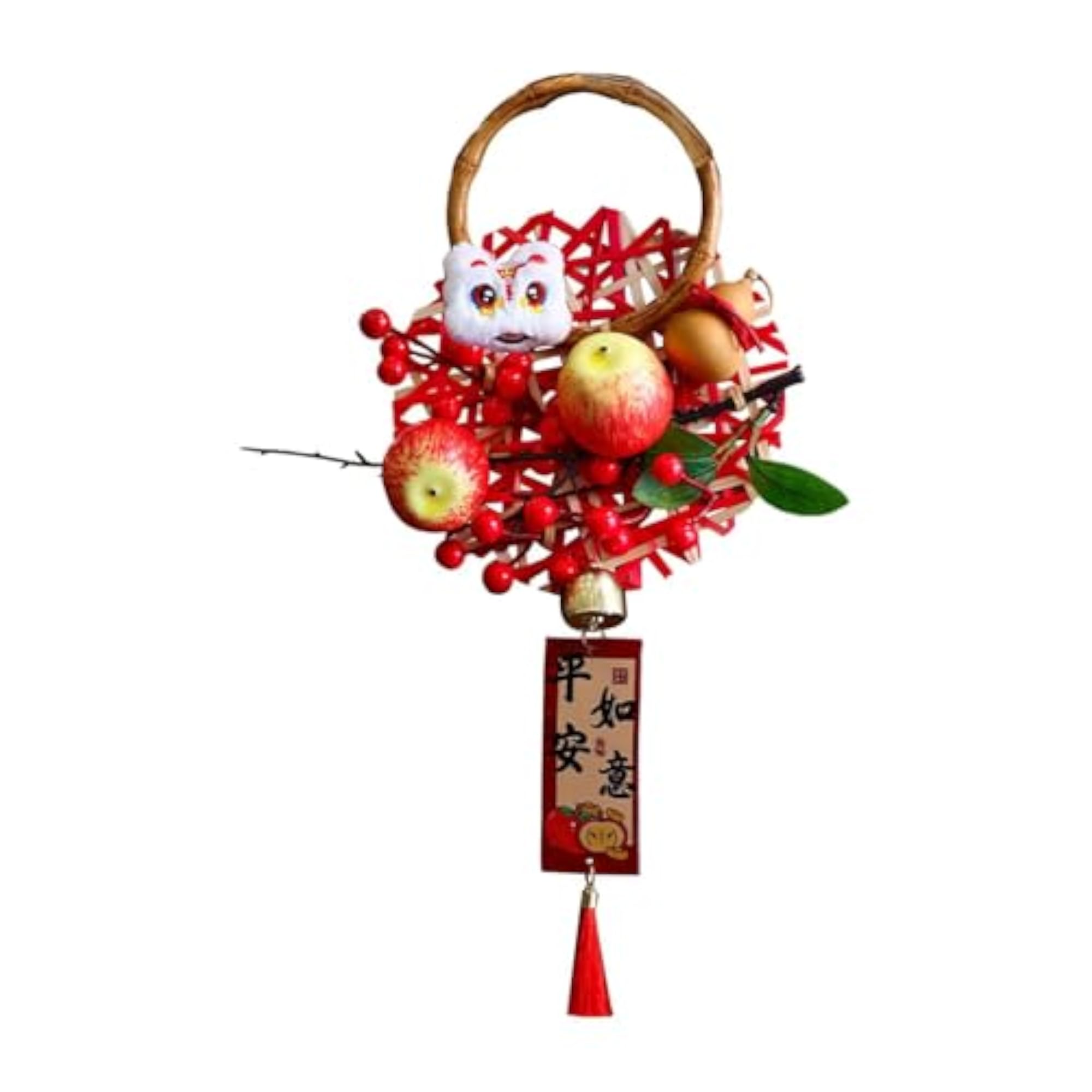 Small Hanging Wreath with Door Handle Pendant and Tassels