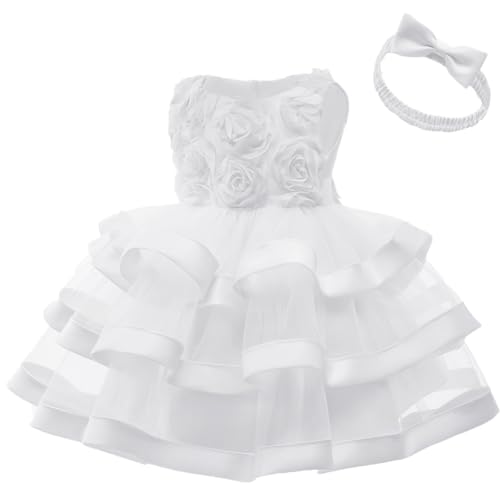 3M-6T Baby Girls Ruffle Flower Dress Elegant Pageant Party Wedding Lace Gown Dresses