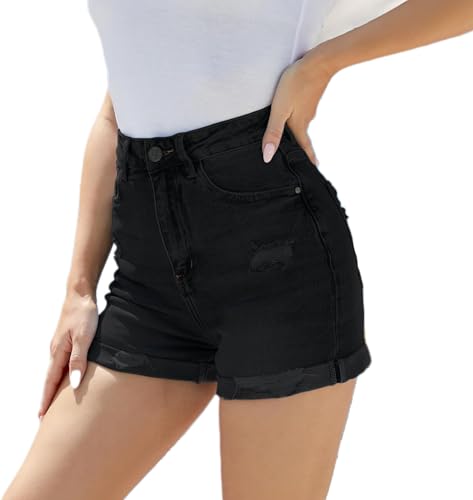 Image of PENTOO Women's Relaxed Fit Mid Rise Regular Length Denim Shorts