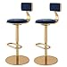 Zestaw Stołków Barowych 2, Krzesła Obrotowe Stołki Barowe Restauracja Salony Piękności Wysoki Stołek, Z Oparciem, Aksamitną Poduszką I Złotą Podstawą, Regulowany 65-80 Cm,A