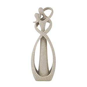 Trycooling Kissing Lovers Statue Abstract Sculpture Resin Statues for Home Decor Modern Home Office Desktop Shelf Bookshelf Decor (Sandstone)