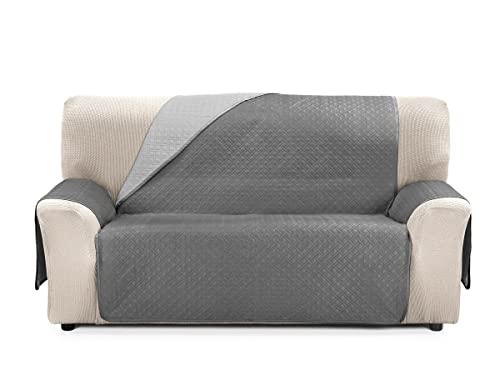 Cardenal Textil RUBÍ Cubre Sofa Bicolor Reversible, Poliéster 3 Plazas Perla Gris