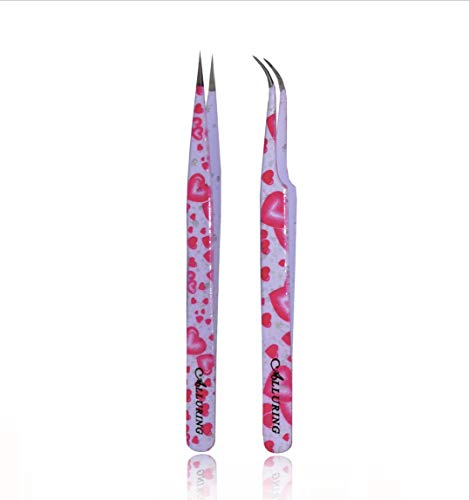 Pinzas de corazón rosa con fuerte agarre para extensiones de pestañas precisas