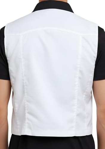 Image of Men's White Faux Leather Motorcycle Vest with Red Emblem - Only Vest