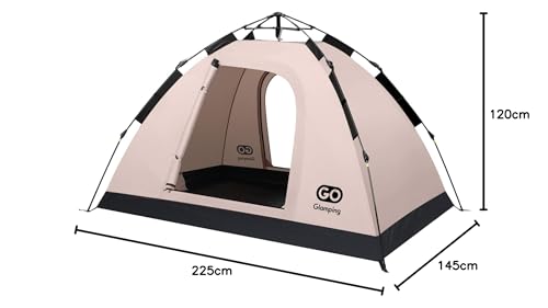 GOGlamping テント ワンタッチテント 1-2人用 【数秒簡易設営】 キャンプ テントソロ テント 二重層 通気 防水 防虫対策 耐水圧3000mm uvカット 蚊帳テント 軽量 コンパクトアウトドア ソロキャンプ用品 初心者向け 花見 運動会 登山 海水浴場 ビーチ 防災用 日本語説明書 専用収納袋付属 【カーキブラック】 8枚目
