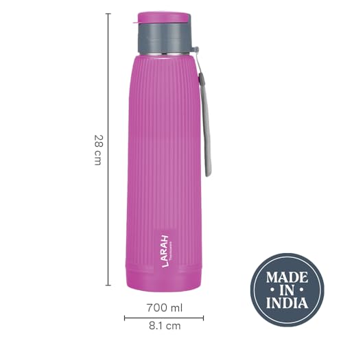 Image of Larah by Borosil 700 ml Lava Purple Stainless Steel Water Bottle | Made in India Pu Insulated Thermoware | Leakproof, BPA Free| Bottle for Office, School, College & Gym, Daily Use | 1 Year Warranty