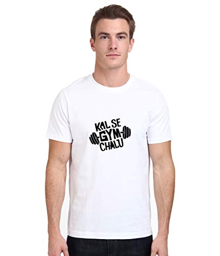Image of T-Shirt for Men KAL SE Gym CHALU Funny Hindi Quotation, Graphic and Typography t-Shirt