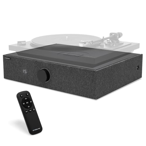 Andover Audio SpinBase MAX 2 Premium Speaker System - Bluetooth Streaming Phono Pre-Amp Capacitive Controls IsoGroove Technology Ideal for Turntables Home Theater and Hi-Fi Sound Setup - Black