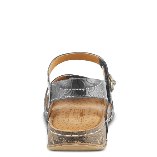 Image of Spring Step L'Artiste womens Popular | Hand-painted leather upper with hook and loop straps, padded microfiber insole, polyurethane outsole, and 1.25 in heel
