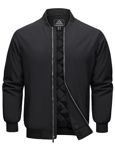 Cotrasen Men's Bomber Jacket Fall Winter Warm Windbreaker Full Zip Windproof Casual Padded Coats