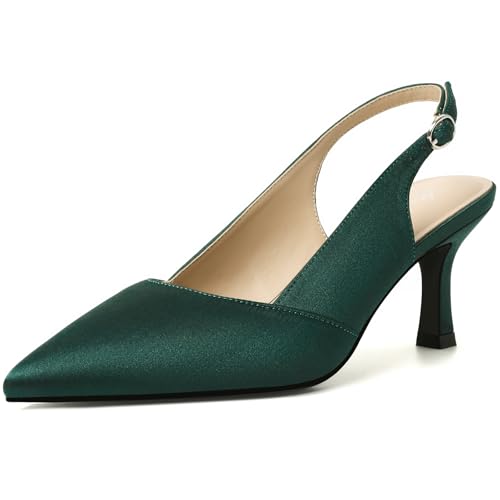 Image of Mostrin Kitten Heels for Women Slingback Pointed Closed Toe Heels Women's Pumps Shoes for Wedding, Party, Commuting