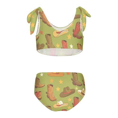 Western Boots Design Boho Scotland Girls 2 Piecing Kids Bikini Set Beach Bathing Suit Swimwear Adjustable Strap2