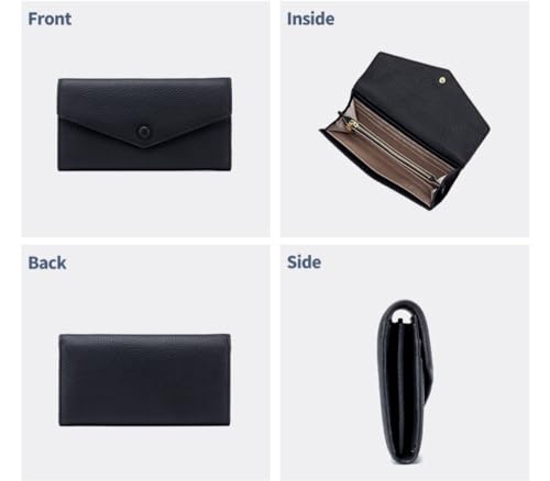 Womens Luxury Genuine Leather Large-Capacity Long Wallet, Can Accommodate Mobile Phone, Yellow, One Size3