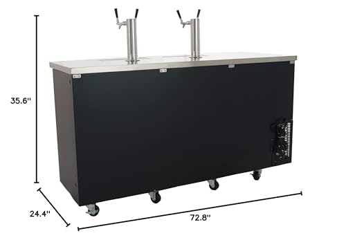 PEAKCOLD 3 Door, 4 Tap Commercial Beer Dispenser - Double Tower Keg Cooler - Kegerator; 72" W on Fridge.com