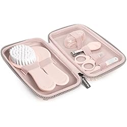 Maletin Mustela Bebe Suavinex, Neceser Set Manicura para Bebés, +0M, Kit Cuidado del Bebé con Cepillo, Peine, Cepillo Dental, Tijeritas, Lima y Cortaúñas. Neceser Impermeable con Cremallera, Rosa