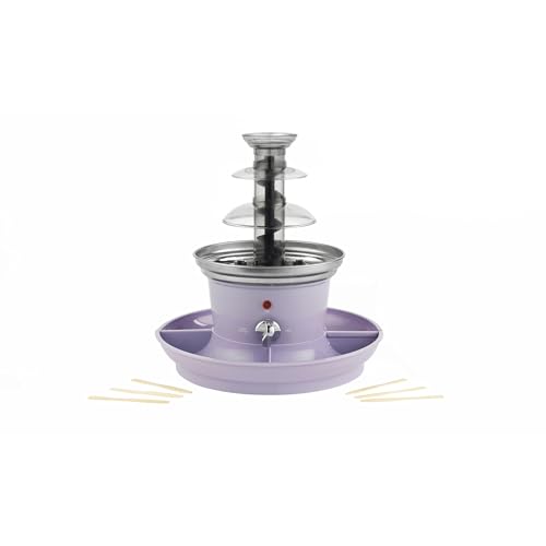 Giles & Posner Mini Fuente de Chocolate – Máquina Eléctrica de 3 Niveles, Apagado Automático, 0°C a 50°C, Para Fiestas y Compartir, 2 Bandejas Desmontables para Alimentos, 500ml, 100 Brochetas, 25W