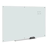 Amazon Basics Glass Dry-Erase Board, Magnetic Frameless Whiteboard, 72W" x 48H", Magnetic White