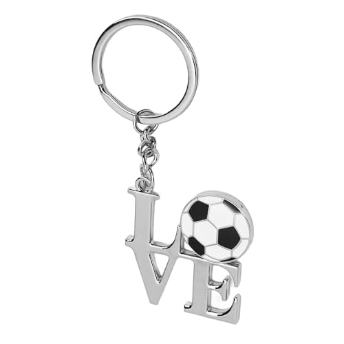Emoshayoga Brelok Piłkarski Stylowy Srebrny Brelok I Love Soccer na Prezent Urodzinowy Akcesoria do Plecaka Stal Nierdzewna 104 Mm