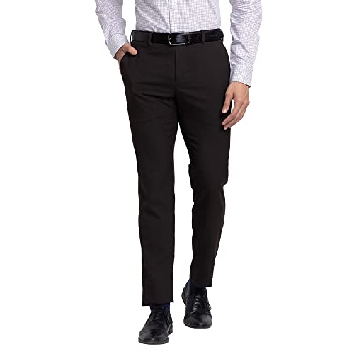 Image of Raymond Men's Polyester Blend Solid Pattern Slim Fit Flat Front Formal Trouser
